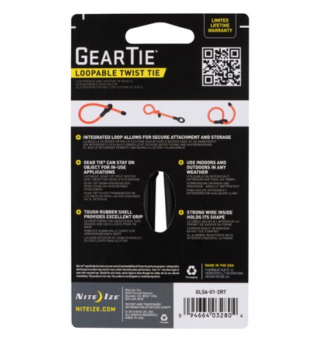 NITE IZE - Innovative Accessories - NI-GTLoopable6 - Gear Tie Loopable Twist Tie, size 6, 2 pcs