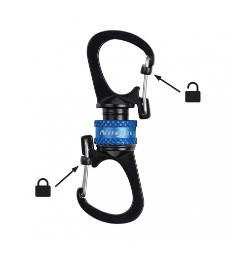 NITE IZE - Innovative Accessories - NI-MSBL - SlideLock 360° Magnetic Locking Dual Carabiner